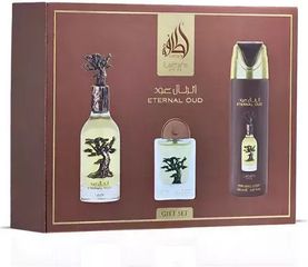 LATTAFA Eternal Oud SET: EDP 100ml + deo spray 200ml + EDP 20ml + atomizer