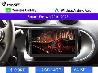 Smart 453 Fortwo (2016-22) Car Radio 9" 2+64GB Ασύρματο CarPlay & Aσύρματο Android Auto GPS  WiFi EQ
