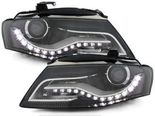 Προβολείς Led Drl Κατάλληλοι Για Audi A4 B8 8K (04.2008-2011) Με Φώτα Ημέρας Σε Μαύρο Χρώμα