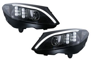 Προβολείς Tru Led Drl Κατάλληλοι Για Mercedes C-Class W205 S205 A205 C205 (2014-2018) Μαύροι Δυναμικοί Φώτα Φλας Με Διαδοχική Φλας