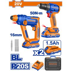 Wadfow Σετ Δραπ/Βιδο + Πνευματικό Πιστολέτο Μπατ. Li-Ion 20v / 1.5ah / 2 Μπατ Bl Motor (Wos240681)