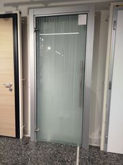 Εκθεσιακή πόρτα κρυστάλλινο φύλλο Ιταλίας ξύλινη κάσα ασημί, φύλλο 80 210