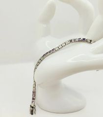 Γυναικείο βραχιόλι Ριβιέρα από ασήμι 925 με ημιπολύτιμες μωβ και λευκές πέτρες ζιργκόν Α9046 ΤΙΜΗ 90 ΕΥΡΩ