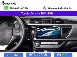 Toyota Corolla (2014-2016) Android 13 Οθόνη 10" | 6GB RAM + 128GB ROM | Ασύρματο CarPlay & Aσύρματο Android Auto | GPS | WiFi | DSP