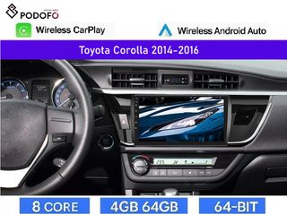 Toyota Corolla (2014-2016) Android Radio 10" 4GB 64GB 8Core Ασύρματο CarPlay & Aσύρματο Android Auto GPS WiFi DSP FM/RDS