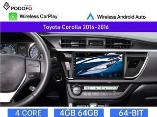 Toyota Corolla (2014-2016) Android Radio 10" 4+64GB Ασύρματο CarPlay & Aσύρματο Android Auto GPS WiFi EQ