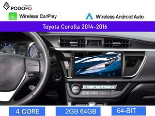 Toyota Corolla (2014-2016) Car Radio 10" 2+64GB Ασύρματο CarPlay & Aσύρματο Android Auto GPS WiFi EQ