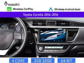 Toyota Corolla (2014-2016) Car Radio 10" 2+32GB Ασύρματο CarPlay & Aσύρματο Android Auto GPS WiFi EQ