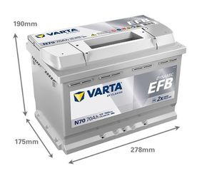 ΜΠΑΤΑΡΙΑ VARTA N70 70Ah 760A EFB DYNAMIC START-STOP 278x175x190