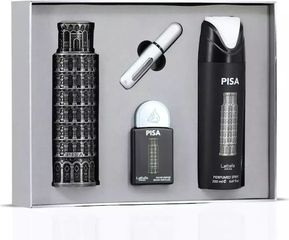 LATTAFA Pisa SET: EDP 100ml + deo spray 200ml + EDP 20ml + atomizer