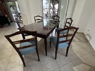 Τραπεζαρία σαλονιού με 6 καρέκλες από μασίφ ξύλο σε Άριστη Κατάσταση