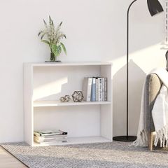 Βιβλιοθήκη με 2 Ράφια Λευκή 80x30x76,5 εκ. από Επεξ. Ξύλο 800999