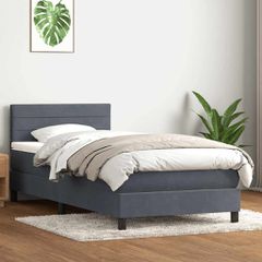 Box Spring Κρεβάτι με στρώμα Σκούρο γκρι 80x210 εκ. Βελούδινο 3316282