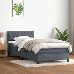 Box Spring Κρεβάτι με στρώμα Σκούρο γκρι 80x210 εκ. Βελούδινο 3316474