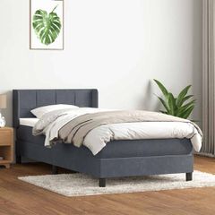 Box Spring Κρεβάτι με στρώμα Σκούρο γκρι 80x210 εκ. Βελούδινο 3318094
