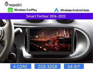 Smart 453 Forfour (2016-22) Car Radio 9" 2+32GB Ασύρματο CarPlay & Aσύρματο Android Auto GPS WiFi EQ