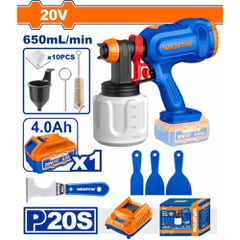 Wadfow Σετ Πιστόλι Βαφής Μπατ. Li-Ion 20v / 4ah / 1 Μπατ (Wsu30668e)