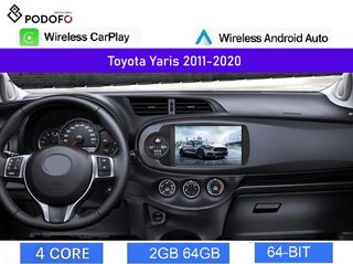 Toyota Yaris (2011-20) Car Radio 9" 2+64GB Ασύρματο CarPlay & Aσύρματο Android Auto GPS WiFi EQ