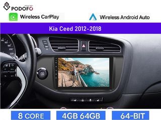 KIA Ceed (2012-18) Android οθόνη 9" 4+64GB 8-Core Ασύρματο CarPlay & Aσύρματο Android Auto GPS WiFi DSP