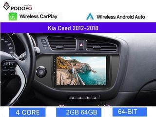 KIA Ceed (2012-18) Android οθόνη 9" 2+64GB Ασύρματο CarPlay & Aσύρματο Android Auto GPS WiFi EQ