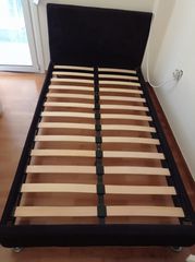 Κρεβάτι ημιδιπλο 1.20*2.00 με υφασμα μαύρο και στρωμα Media Strom