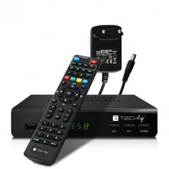 TECHLY IDATA TV-DT2MB DVB-T/T2 H.265 HEVC 10bit Μεταλλικός Ψηφιακός Επίγειος Δέκτης Αποκωδικοποιητής με Τηλεχειριστήριο 2 σε 1 και Τροφοδοτικό 12V