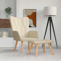 Πολυθρόνα Relax Κρεμ Υφασμάτινη με Σκαμπό 327536