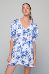 Καφτάνι Rayon - Λευκό-μπλε-thumb-3
