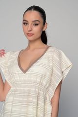 Καφτάνι Παραλίας Κοντό 100% Cotton - Ριγέ-thumb-4