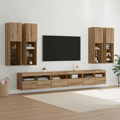 Σετ τοίχου για τηλεόραση 7 τμχ. Artisan Oak Επεξεργασμένο Ξύλο 3402798