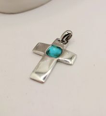 Σταυρός ασημένιος 925 με γαλάζια πέτρα Α9026 ΤΙΜΗ 50 ΕΥΡΩ