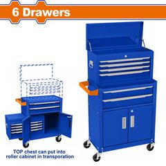 Wadfow WCS4A08 Μεταλλικός Εργαλειοφόρος Με 6 Συρτάρια & Εργαλειοθήκη