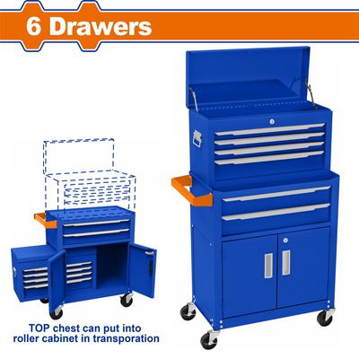 Wadfow WCS4A08 Μεταλλικός Εργαλειοφόρος Με 6 Συρτάρια & Εργαλειοθήκη