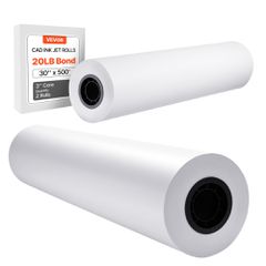Χαρτί μεγάλου μεγέθους VEVOR, ρολό σχεδίασης 762 mm x 152,4 m, 2 ρολά CAD Bond Rolls με πυρήνα 76,2 mm, 80 ρολά σχεδίασης GSM, για σχέδια CAD, μηχανικά σχέδια, χάρτες GIS και αρχιτεκτονικά σχέδια