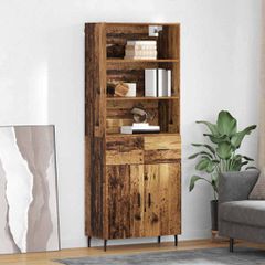 Highboard Παλιό Ξύλο 69,5 x 34 x 180 εκ. Σύνθετο Ξύλο και Γυαλί 3415666