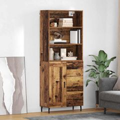 Highboard Παλιό Ξύλο 69,5 x 34 x 180 εκ. Σύνθετο Ξύλο και Γυαλί 3415688