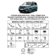Βάσεις Πλαινών Σκαλοπατιών (Dma) Για Citroën Berlingo 2019- Mvn K9 / Fiat Doblo 2022- Mvn K9 / Opel Combo 2019- Mvn V / Peugeot Partner 2019- Mvn K9 / Rifter 2019- Mvn K9 / Toyota Proace City 2019- Mv