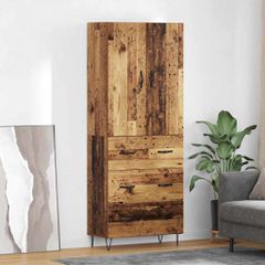 Highboard με συρτάρι 2 pcs Παλιό ξύλο Μηχανική ξυλεία και γυαλί 3415780