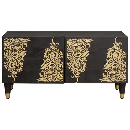 Τραπεζάκι σαλονιού Μαύρο 80 x 50 x 40 cm Στερεό ξύλο μάνγκο 4018813-thumb-2