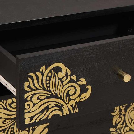 Κομοδίνο με Πόρτα Μαύρο 50 x 33 x 60 εκ Στερεό ξύλο μάνγκο 4018816-thumb-6