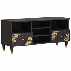 Ντουλάπι TV με ράφι Μαύρο 100 x 33 x 46 εκ Στερεό ξύλο μάνγκο 4018826