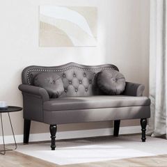 Καναπές Chesterfield Γκρι 120,5 x 65 x 75 εκ. Τεχνητό Δέρμα 42019282