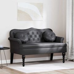 Καναπές Chesterfield Μαύρο 120,5 x 65 x 75 εκ. Τεχνητό Δέρμα 42019284
