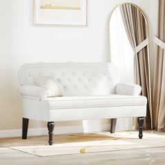 Καναπές Chesterfield Λευκό 119,5 x 64,5 x 75 εκ. Τεχνητό Δέρμα 42019300