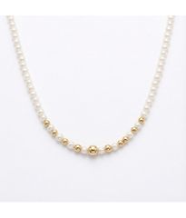 Κολιέ χρυσό Κ14 με Fresh Water Pearls & 11 χρυσές μπίλιες – Μήκος 40cm 115100