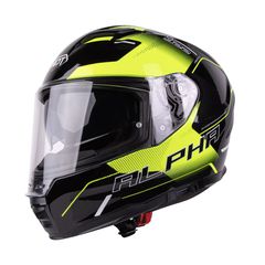 Κράνος Μηχανής Full Face  Pilot Alpha sv ECE 22.06 μαύρο/fluo gloss + extra ασημί ζελατίνα