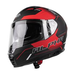 Κράνος Μηχανής Full Face Pilot Alpha sv ECE 22.06 μαύρο/κόκκινο ματ + extra ασημί ζελατίνα