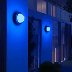 Φωτιστικό Τοίχου / Απλίκα LED 6W 360lm 180° AC 220-240V Αδιάβροχο IP65 Μπλε - Sanan SMD Chip & TÜV SÜD Driver - Μαύρο Ματ - Μ11 x Π8.5 x Υ11cm - 5 Χρόνια Εγγύηση