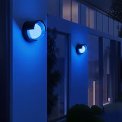Φωτιστικό Τοίχου / Απλίκα LED 6W 360lm 180° AC 220-240V Αδιάβροχο IP65 Μπλε - Sanan SMD Chip & TÜV SÜD Driver - Μαύρο Ματ - Μ11 x Π9 x Υ11cm - 5 Χρόνια Εγγύηση