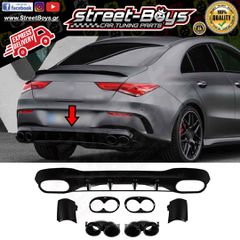 SPOILER [CLA 45 TYPE] ΔΙΑΧΥΤΗΣ ΠΙΣΩ ΠΡΟΦΥΛΑΚΤΗΡΑ ΜΕ ΜΑΥΡΕΣ ΜΠΟΥΚΕΣ MERCEDES BENZ CLA C118 W118 AMG (2019-2025) | Street Boys - Car Tuning Shop |